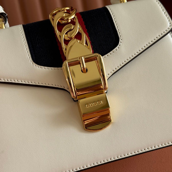 Gucci Sylvie Mini Bag 20 White Gold  in Cowhide 285220