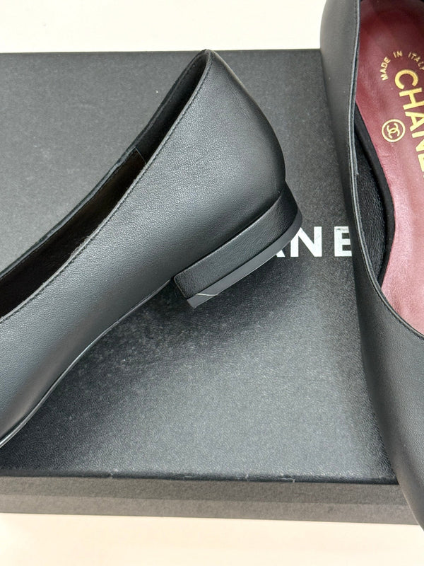 CC 26S Double C Patchwork Ballet Flat Black Gray in Deerskin Cowhide 706367