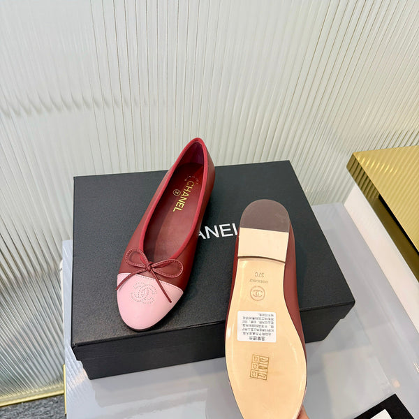Chanel 2026 Ballet Flat Red Pink Lambskin 714035
