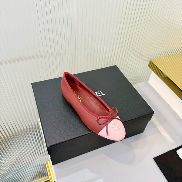 Chanel 2026 Ballet Flat Red Pink Lambskin 714035