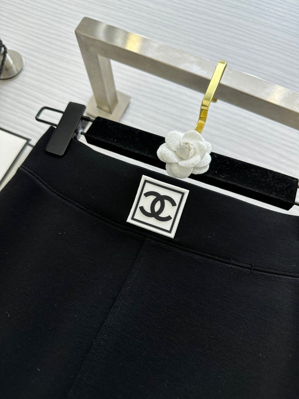 Chanel Black Leggings in Baby Velvet 276220