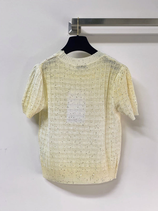 Chanel Short-Sleeve T-Shirt Light Yellow in Wool 283191