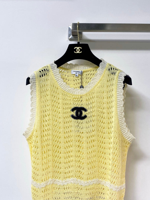 Chanel Vest Yellow in Nitrile Cotton 278195