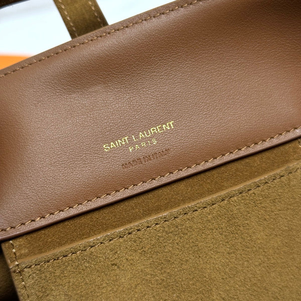 YSL Le 5 À 7 Bucket Bag 20cm Camel Brown in Suede 285621