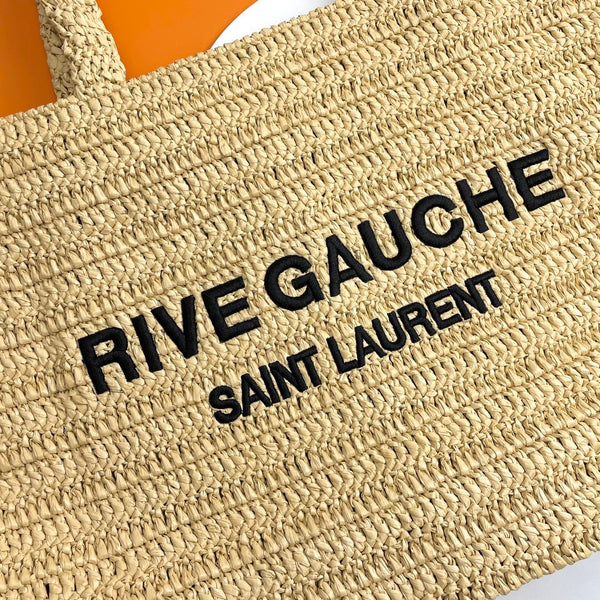 YSL Rive Gauche Tote Bag 38cm Straw Color in Raffia  285698