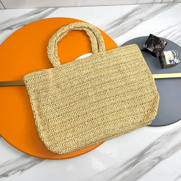 YSL Rive Gauche Tote Bag 38cm Straw Color in Raffia  285698