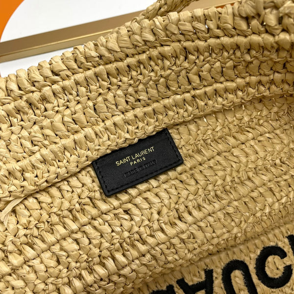 YSL Rive Gauche Tote Bag 38cm Straw Color in Raffia  285698