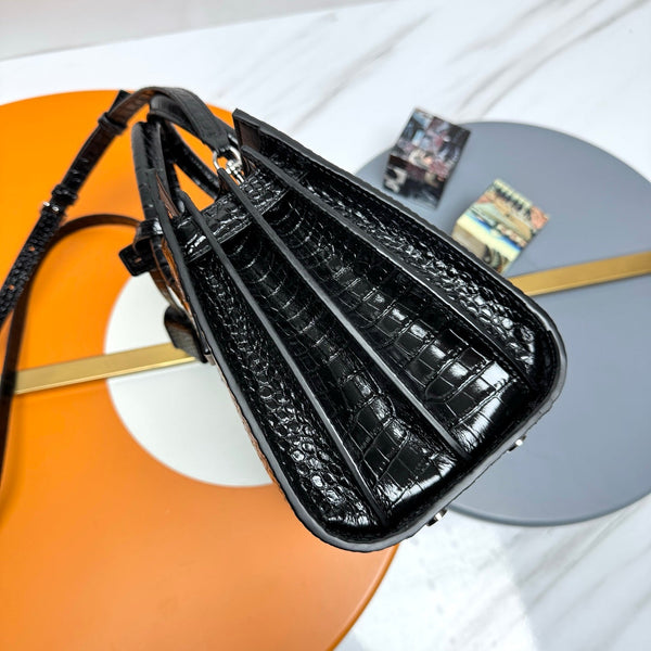 YSL Sac de Jour Baby 26cm  Black in Crocodile-patterned Cowhide 285793