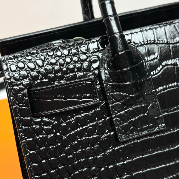YSL Sac de Jour Baby 26cm  Black in Crocodile-patterned Cowhide 285793