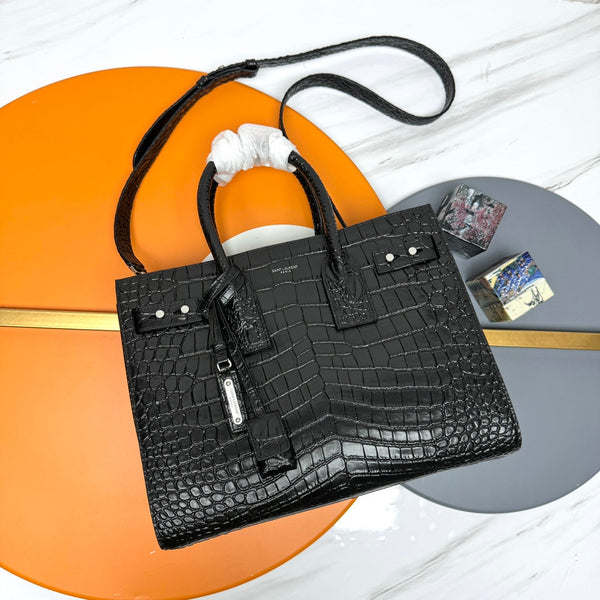 YSL Sac de Jour Nano 32cm Black in Crocodile-patterned Cowhide 285795
