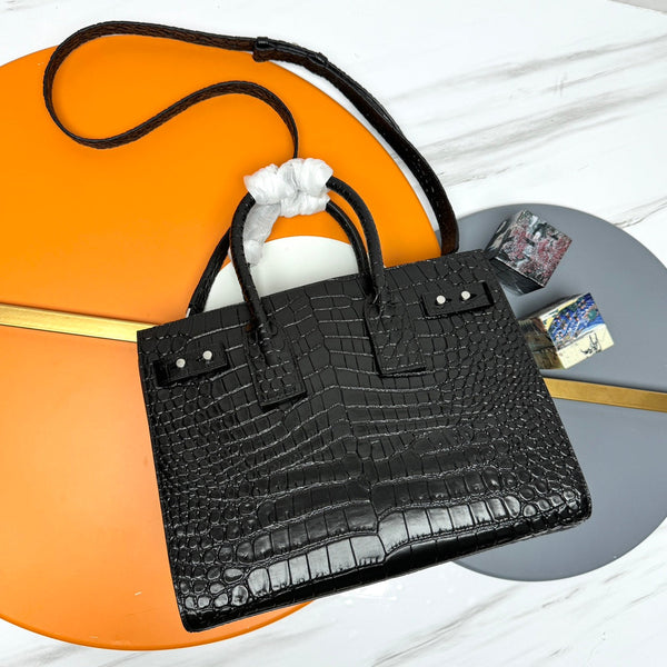 YSL Sac de Jour Nano 32cm Black in Crocodile-patterned Cowhide 285795