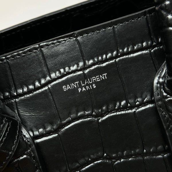YSL Sac de Jour Nano 26cm Black in Crocodile-patterned Cowhide 285797