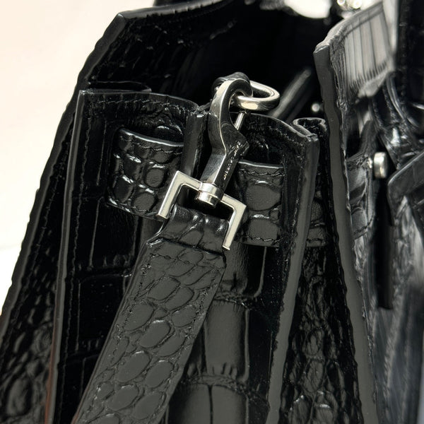 YSL Sac de Jour Nano 26cm Black in Crocodile-patterned Cowhide 285797