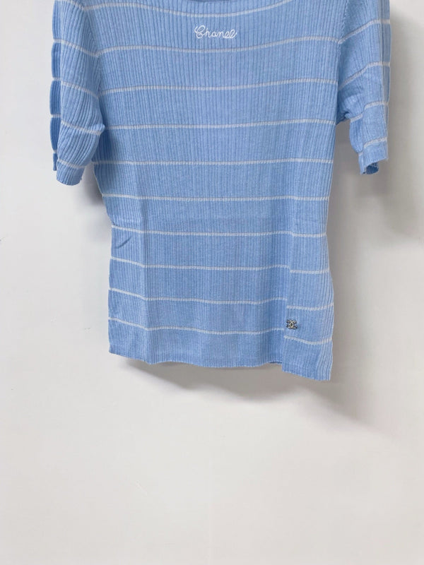 Chanel Short-Sleeve T-Shirt Blue in Wool 305806