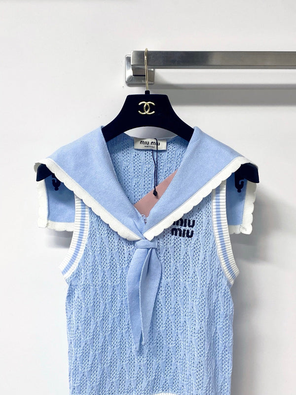 Miu Miu Vest Blue in Wool 305891