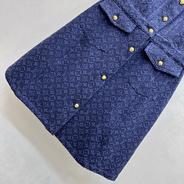 LV 26 Denim Vest Dress Dark Blue in Cotton 372434