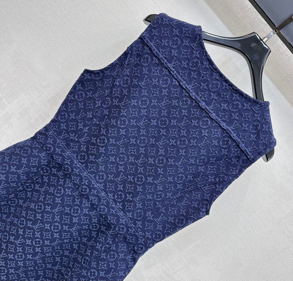 LV 26 Denim Vest Dress Dark Blue in Cotton 372434