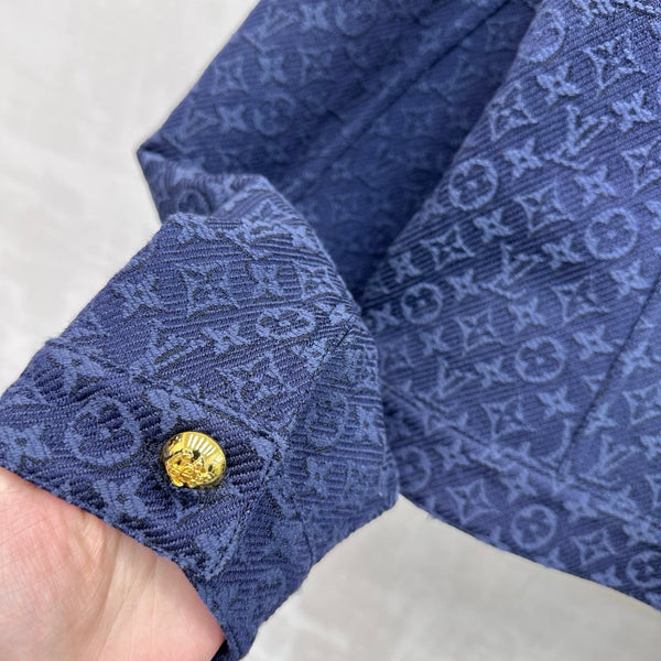 LV 26 Jacquard Denim Jacket Dark Blue in Cotton 372439
