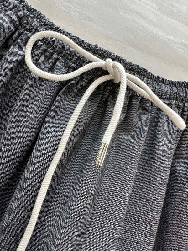 LV Drawstring Tiered Skirt Grey In Wool  367334