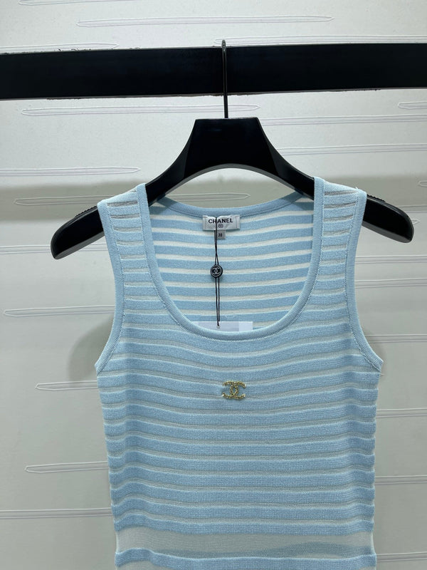 Chanel Vest Dress Blue in Polyester 373117