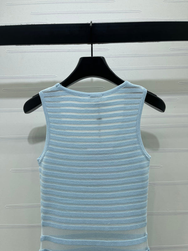 Chanel Vest Dress Blue in Polyester 373117