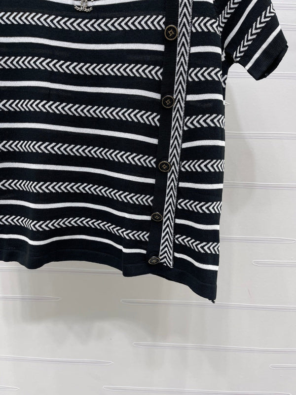 Chanel 26 Short-sleeved Top Black in Nitrile Cotton 373098