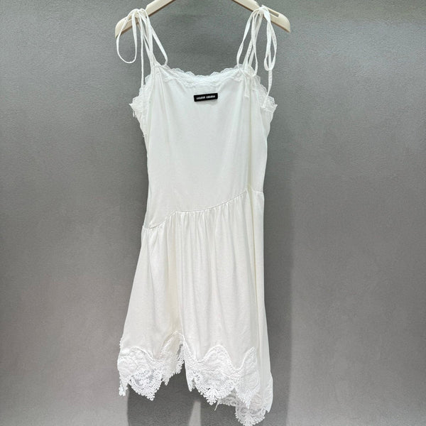 Miu Miu White Lace-up Dress in Cotton 369566