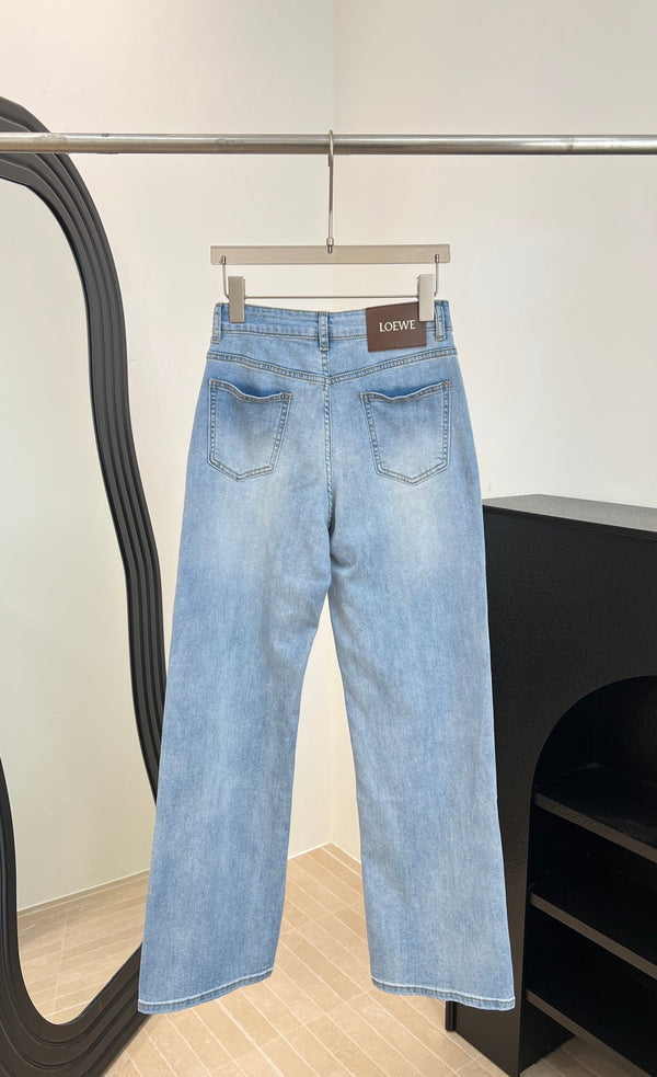 Loewe Embroidered Pocket Jeans Blue in Cotton 328340