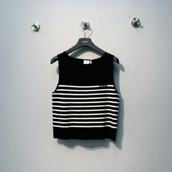 CD 26 Dior Striped Knit Vest Black in Knit 371444