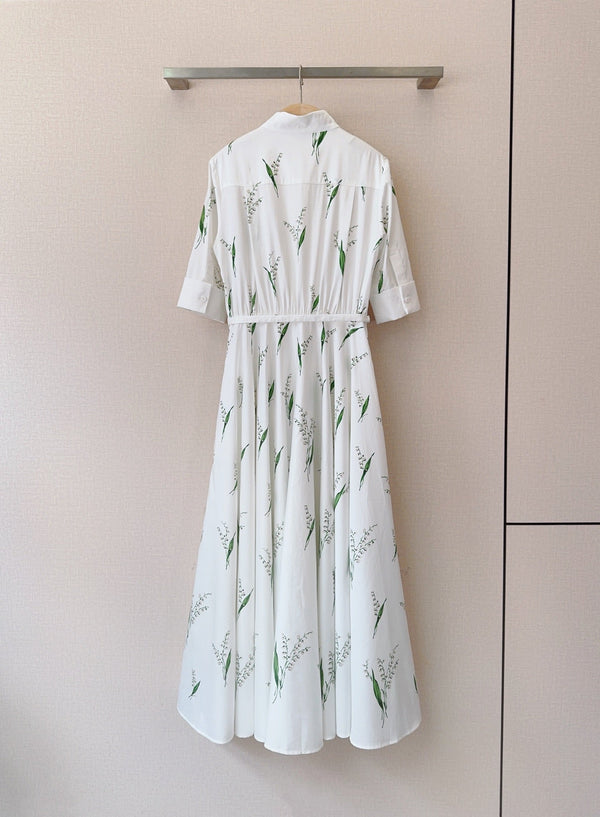 Dior Valley Print Shirt Dress White in Cotton 374089