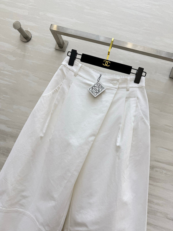 Loewe 26 Wide-Leg Cropped Pants White in Cotton 375597