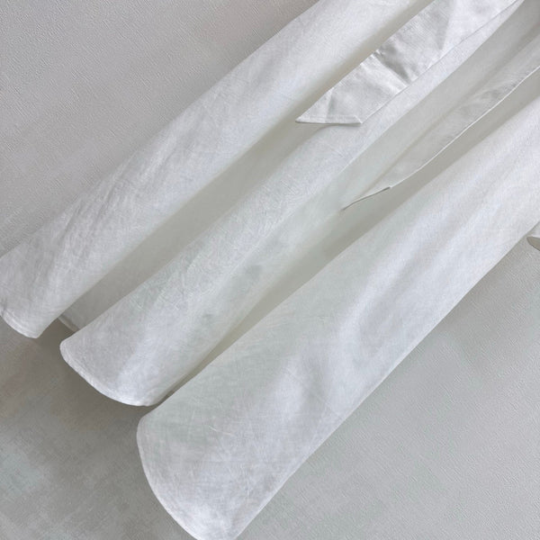 LP 26 Pocket Tie-Front Dress White in Linen 375361