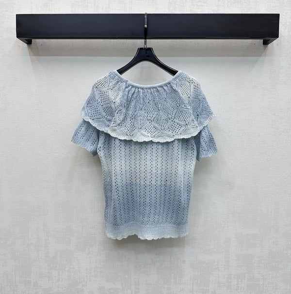 Dior 26 Patchwork Knit Top Blue in Wool 375295