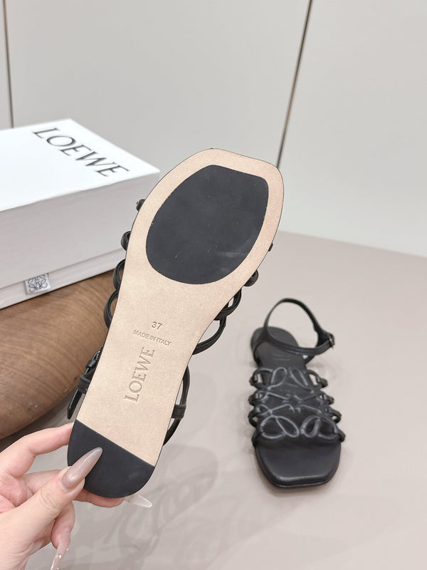 Loewe 26 Sandal Black in Sheepskin 738804