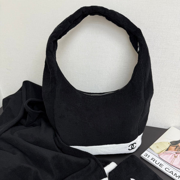 Chanel 2026 Beach Bag 60 Black in Cotton