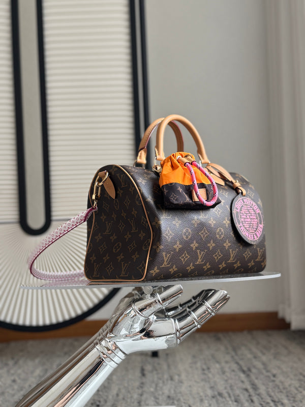 Louis Vuitton Speedy Soft 30 Brown in Canvas Cowhide