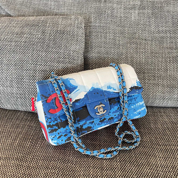 Chanel Surf Line Canvas Flap Bag Blue in Canvas