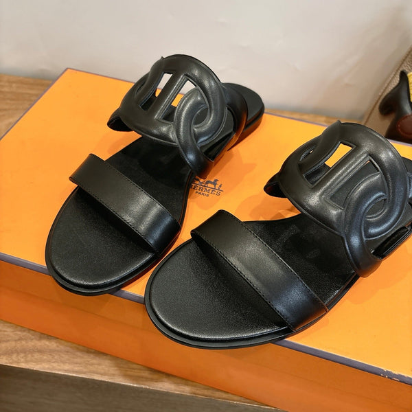 HM  Sandal Full Black in Calfskin 743979