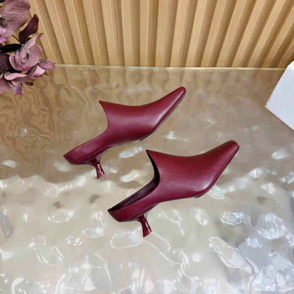 Loew Mule Slip-on Kitten Heel 45 Burgundy in Sheepskin 749403