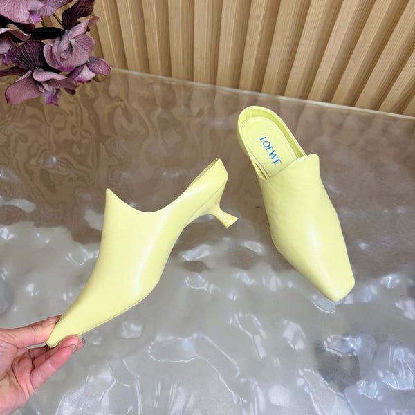Loew Mule Slip-on Kitten Heel 45 Lemon Yellow in Sheepskin 749401