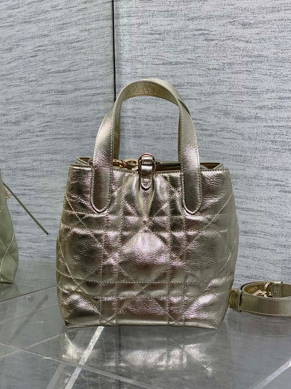 CD Toujours Vertical 18cm Gold in Cowhide 286394
