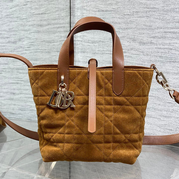 CD Toujours Vertical Bag 18cm Brown in Suede 286495