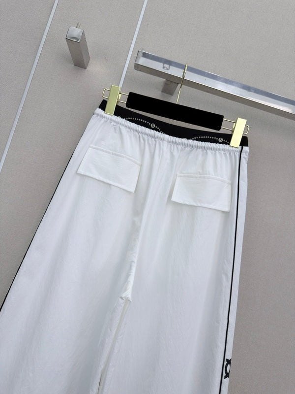 CC Double C Logo Printed Wide-leg Pants White in Nylon 379603