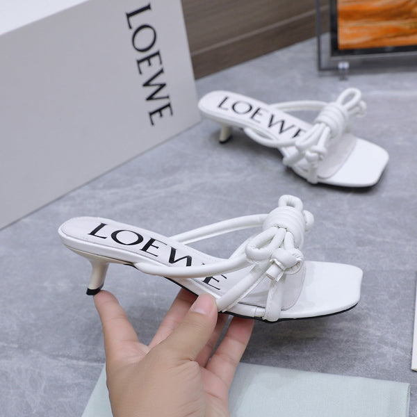 Loew 26 Knot Sandals 45mm White in Lambskin 759437