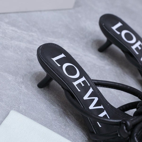 Loew 26 Knot Sandals 45mm Black in Lambskin 759441