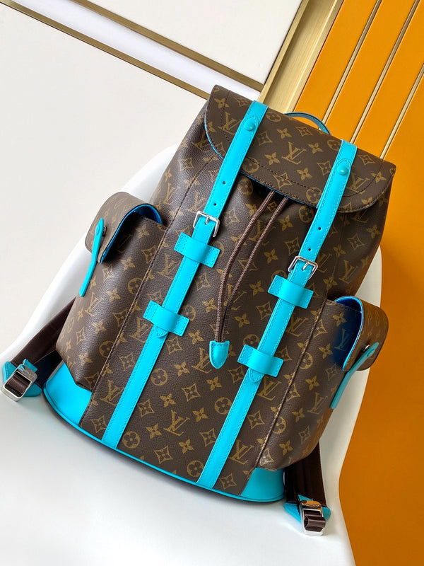LV Christopher Backpack Brown Blue in Monogram Canvas 286768