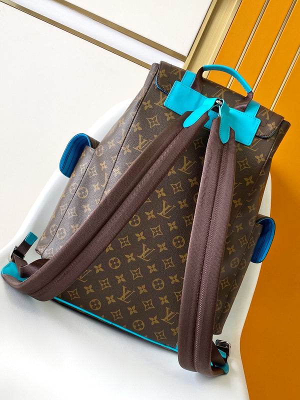 LV Christopher Backpack Brown Blue in Monogram Canvas 286768