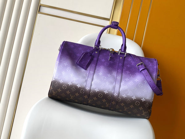 LV Keepall 45 Travel Bag Purple Gradient in Monogram coated Canvas 287223