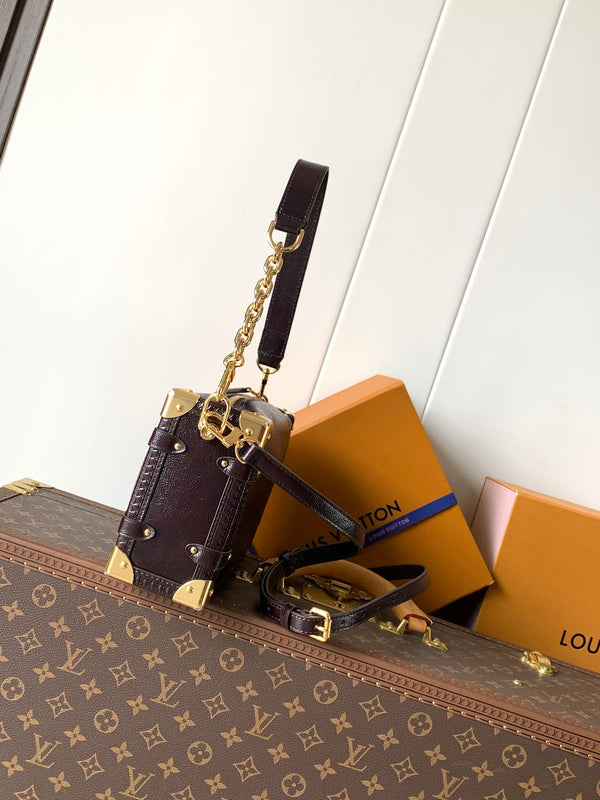 LV Side Trunk Bag 23.5cm Dark Brown in Cowhide 287097