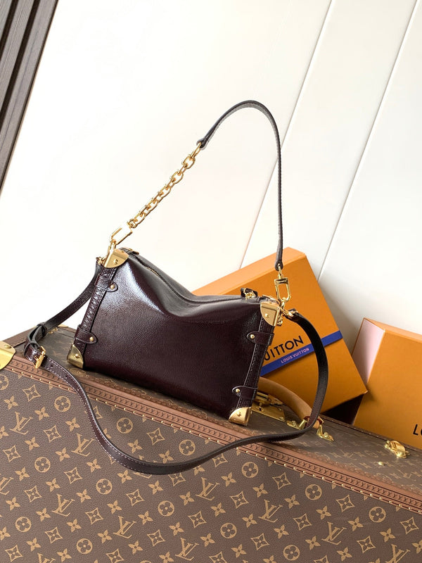 LV Side Trunk Bag 23.5cm Dark Brown in Cowhide 287097